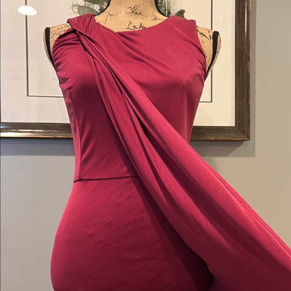 CoOp Barneys New York Burgundy Sleeveless Sheath Dress - Picture 5 of 11